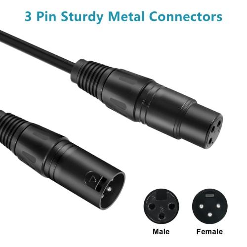 HOLDLAMP 10ft DMX Cable, 3m 3-Pin DMX Cable with XLR Male to Female Metal Connectors