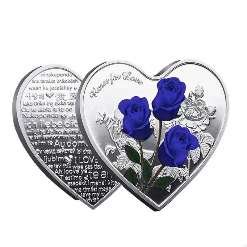 62KD Heart-shaped Rose Metal Commemorative 52 Types of I Love You Confession Valentine's Day Love Heart Gift