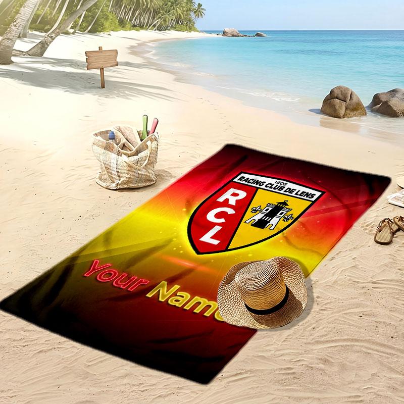 racing club de lens Personalized Printed Beach Towel Soccer Logo Support Custom Name Text Absorbent Towel For Sport Travel Special Gift