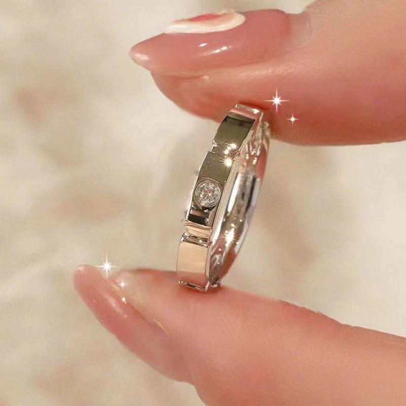 2 Pcs Silve Gorgeous Shiny Zircon Stone Ring For Women Engagement Wedding Luxury High Quality Couple Rings Copper