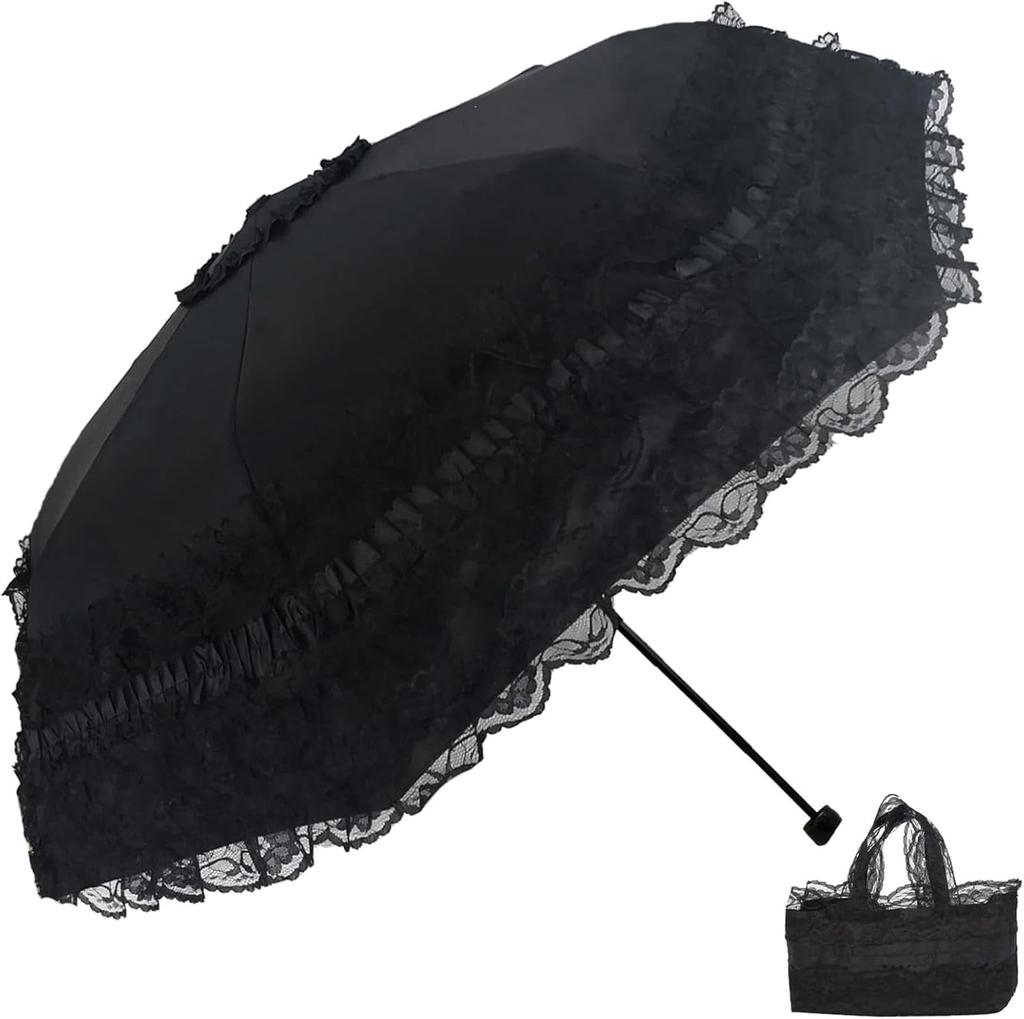 Vintage Lace Sunshade, Gothic Lolita Umbrella, UV Sunscreen, Witch Role-playing, Photography Props, Party Decoration, Folding Umbrella