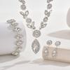 Bride Crystal Flower Jewelry Set Banquet Wedding Necklace Earrings Bracelet Accessories for Women