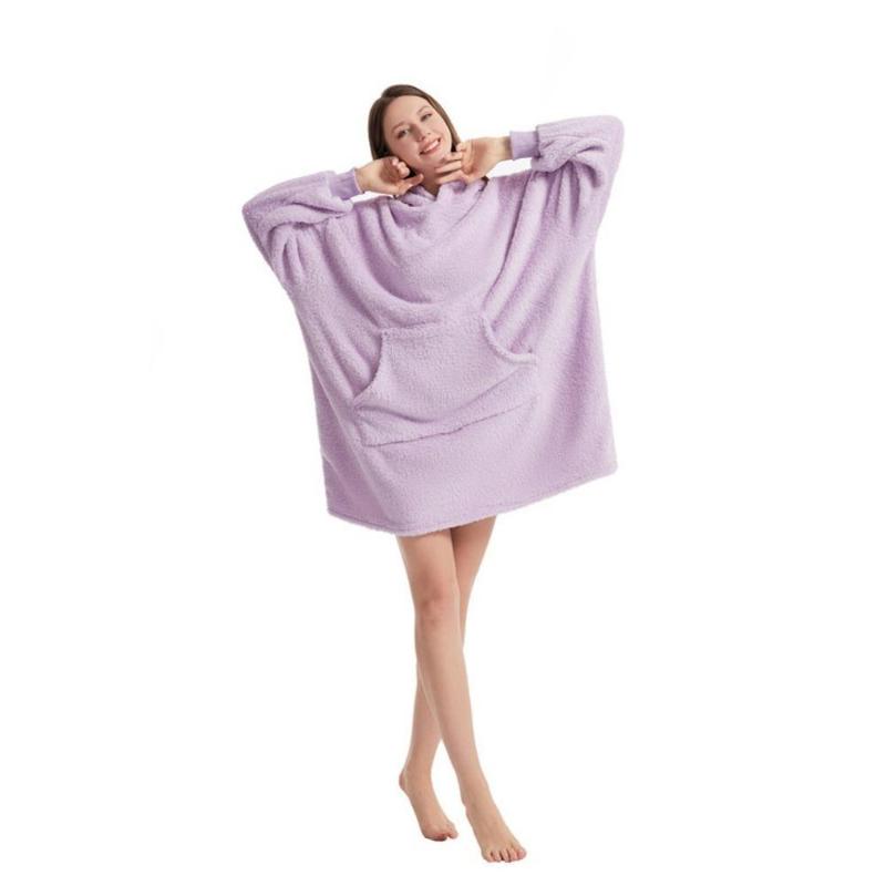 Autumn and Winter Loose Double-sided Fleece Hoodie Thickened Can Be Worn Blanket Couple New Home Service