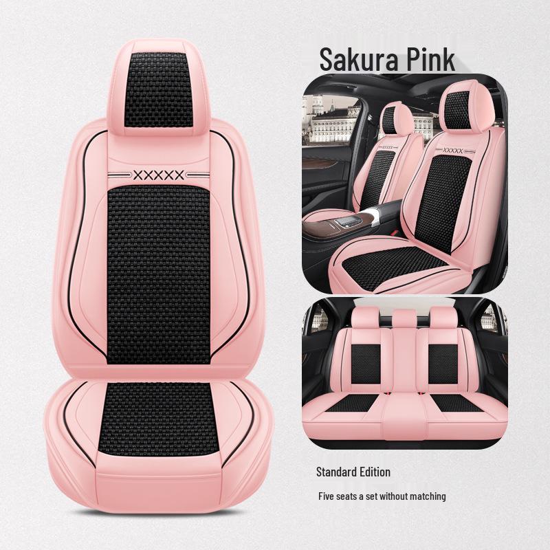 BS38 Ice Silk Leather All-Season Car Seat Cushion - Universal Fit for SUV, Sedan, Pickup, Off-Road Vehicle.