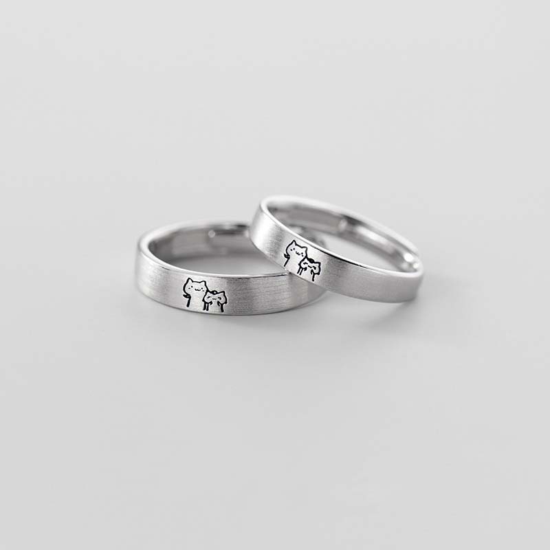 2Pcs Astronaut Planet Couple Rings for Women Men Cute Sliver Color Star Moon Adjustable Finger Rings Romantic Lovers Jewelry