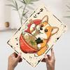 Corgi Eating Ramen Cartoon Metal Poster Customized Wall Art Retro Vintage Tinplate Signs for Setup Decorations Home Decor Items