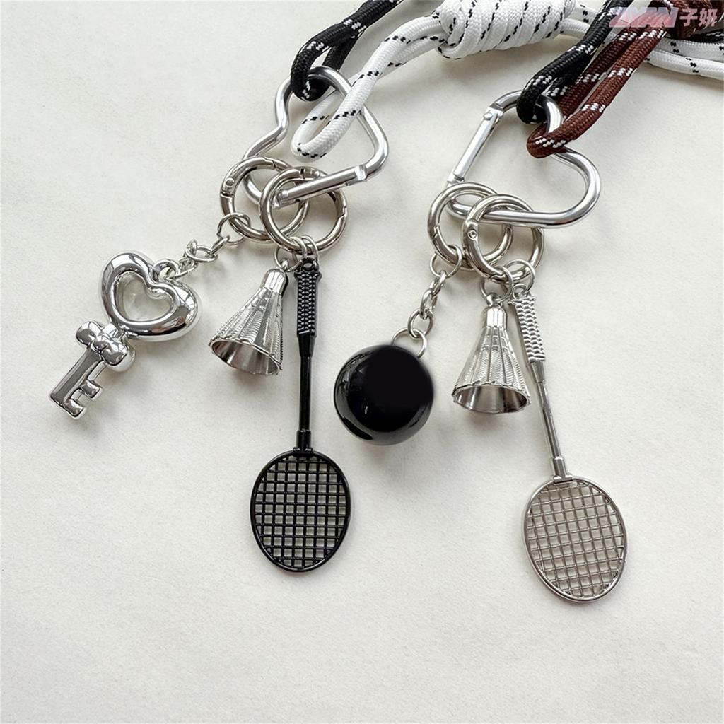 Korean Style Badminton Design Backpack Charm for Athletes and Students Practical Alloy Keychain Fashion Bag Pendant