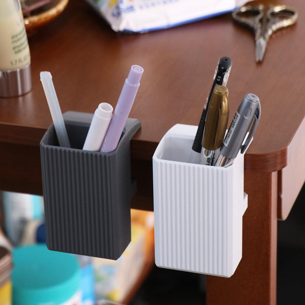 10-35mm Wide Clamping Desk Edge Pen Holder Detachable Clamp Pen Cup with Clip Home Organization