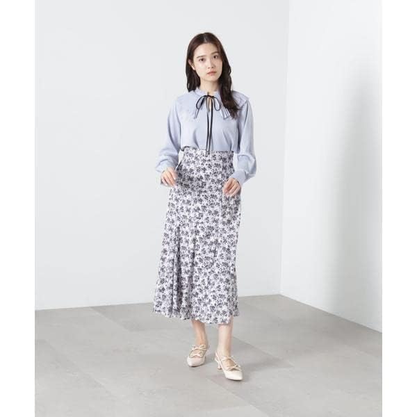 Jill by Jill Stuart Women's Shadow Flower Print Skirt, Blue, 125-3120018