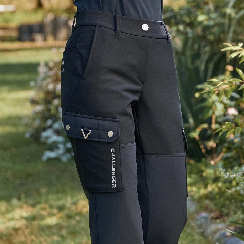 CHALLENGER Women'S Woven Mix Cargo Pocket Bootcut Padded Pants Black