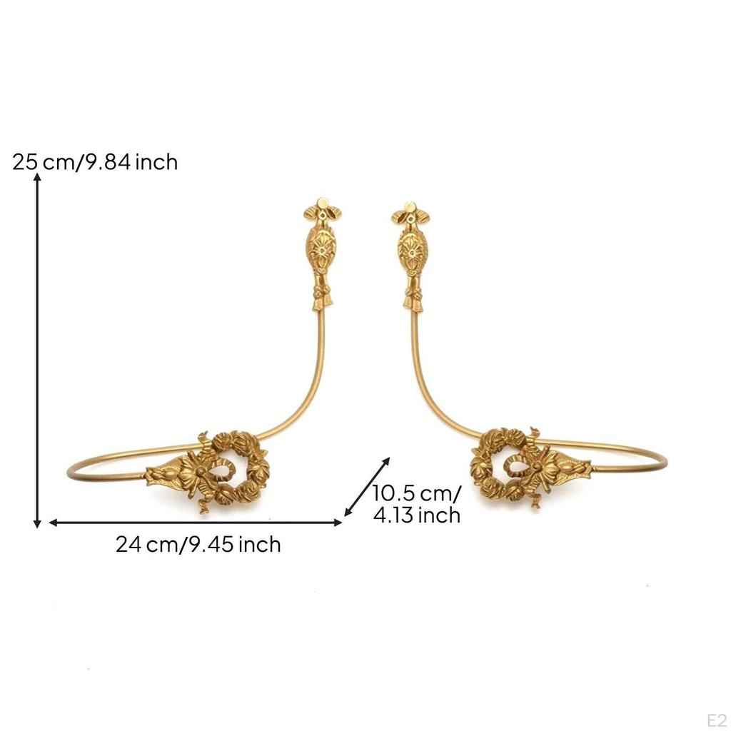 Curtain Holdback with Ornamental Gilded Top Metal Hook Curved Arm