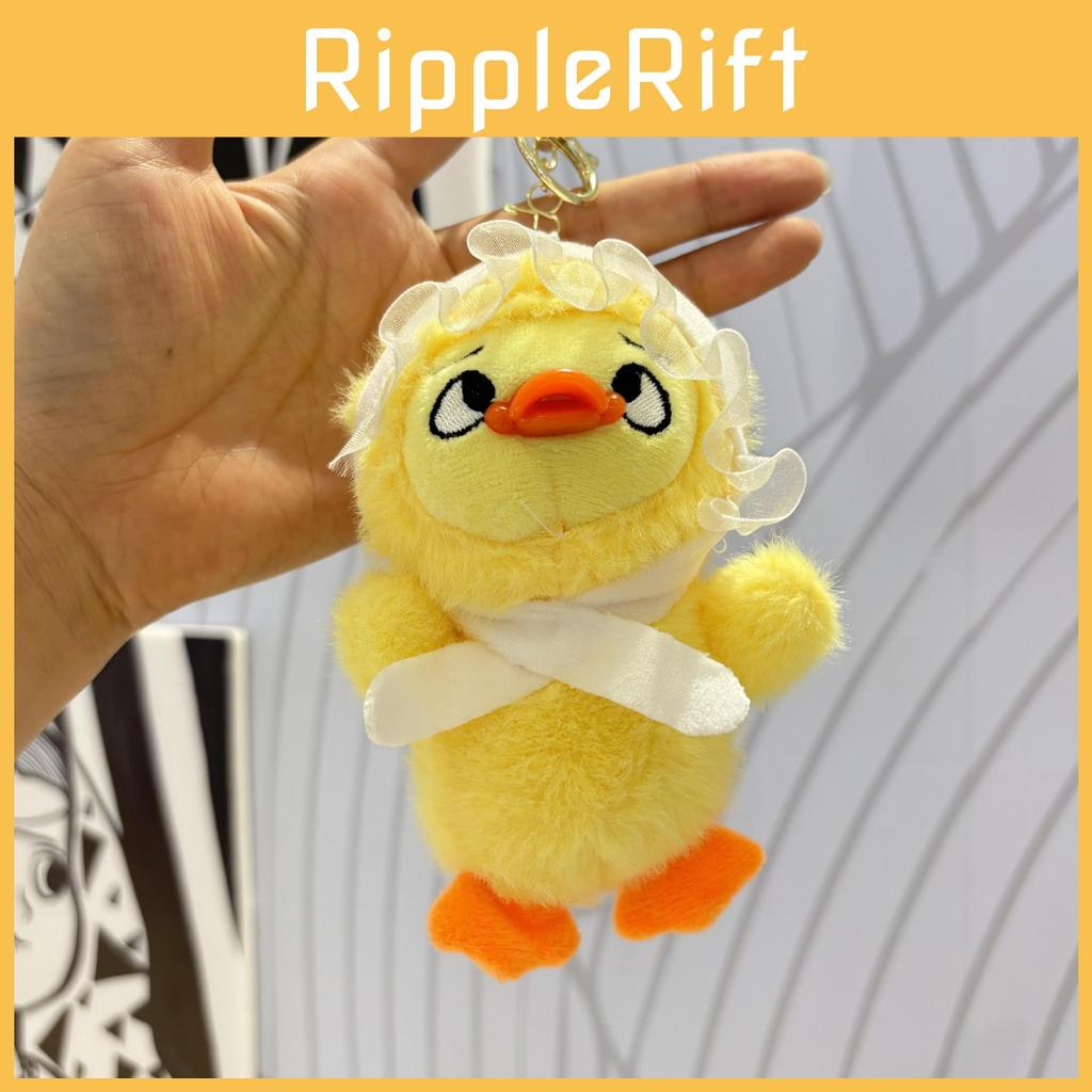 Charming Short Plush Duck Pendant Colorful Stuffed Animal Keyring For Bags