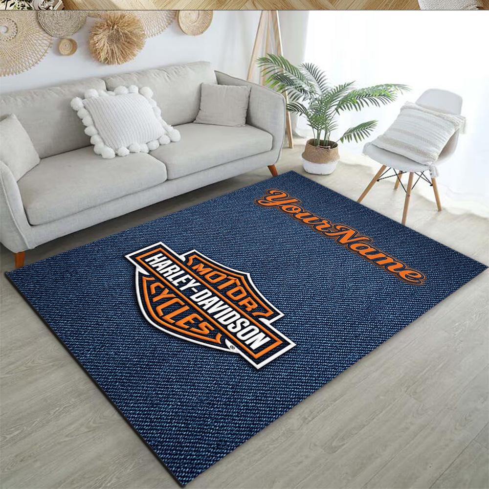 Harley-davidson Motorcycles Customize Your Name Floor Rug Office Rug Perfect for Outdoor Living Rooms Game Room Balcony Anti-slip Rug Decorate Offices