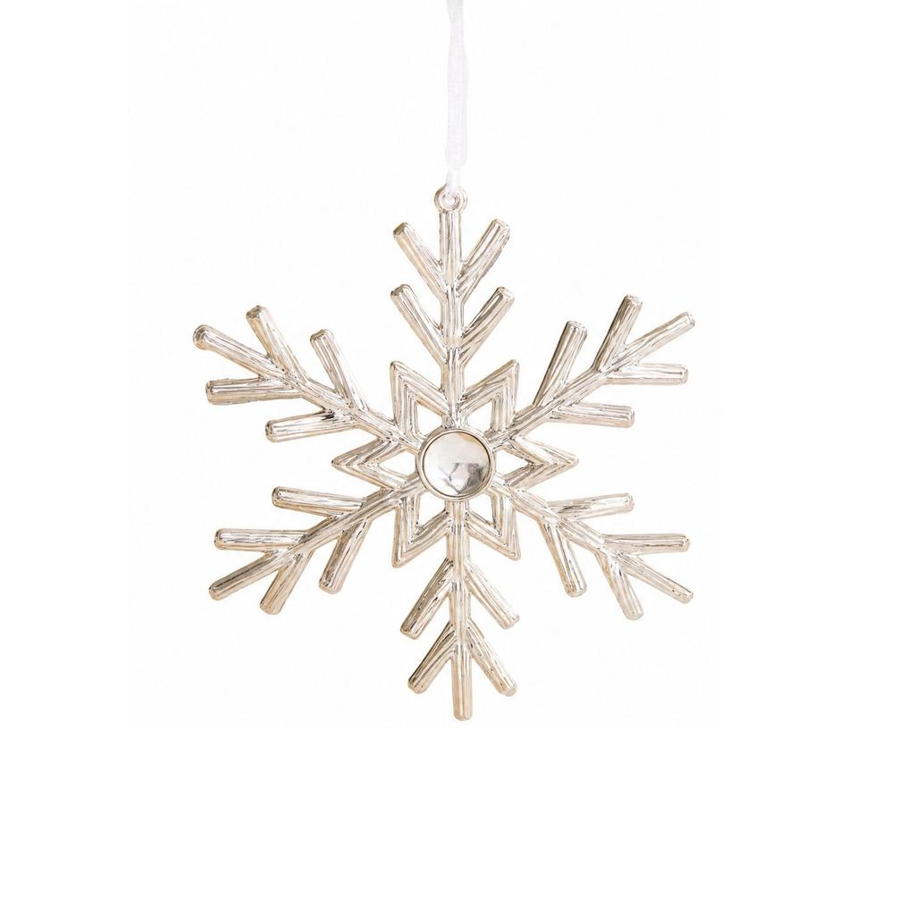 Champagne Christmas Tree Hanging Ornaments, Electroplated Snowflake and Leaf Decorations