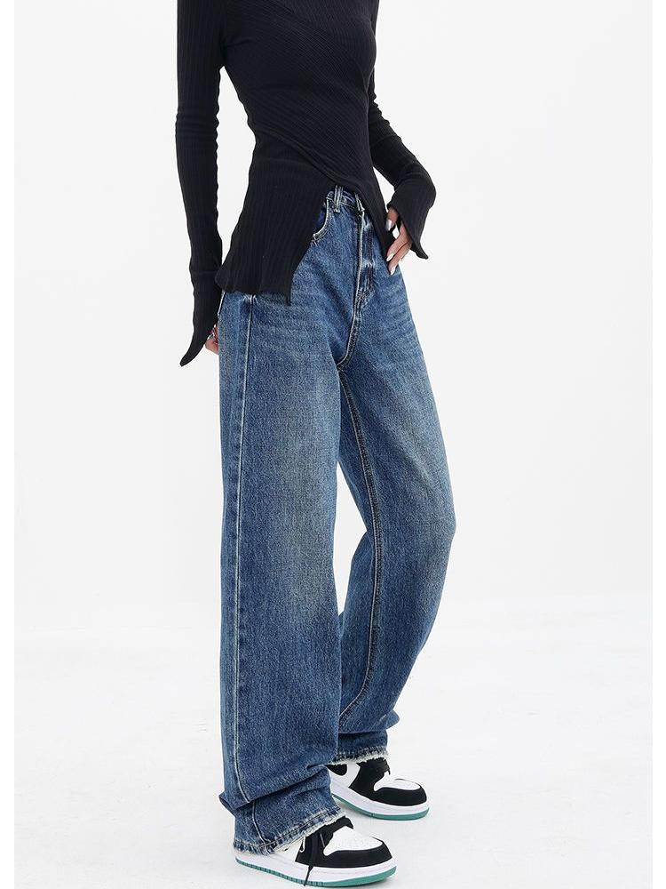 American Fashion Vintage Loose Jeans Women High Waist Vintage Y2k Harajuku Denim Trousers Female Retro Casual Wide Pants New