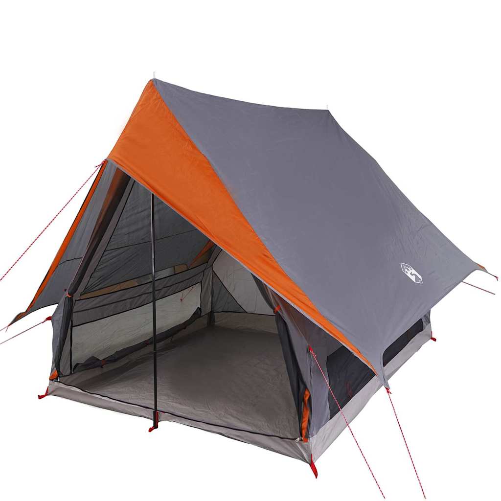 Family Tent with Roof in Grey and Orange 220 x 220 x 184 cm