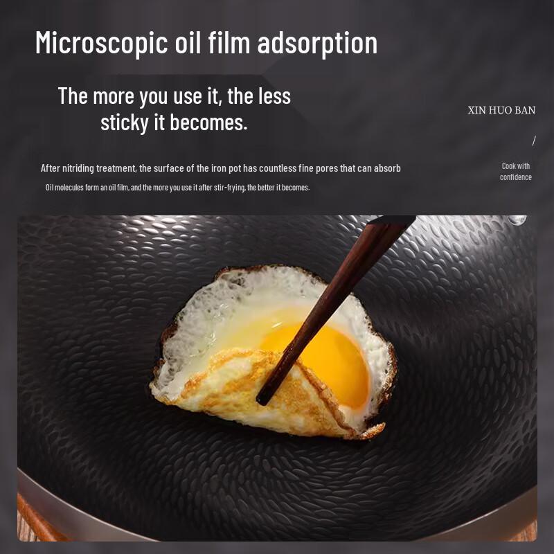 Nitrierter Kohlenstoffstahl Wok mit flachem Boden