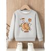European sizes Cute Capybara Fun Print Crewneck Sweatshirt, Casual Top for Kids, Simple and Trendy Design with Cartoon Bear Hugging Salmon Pattern