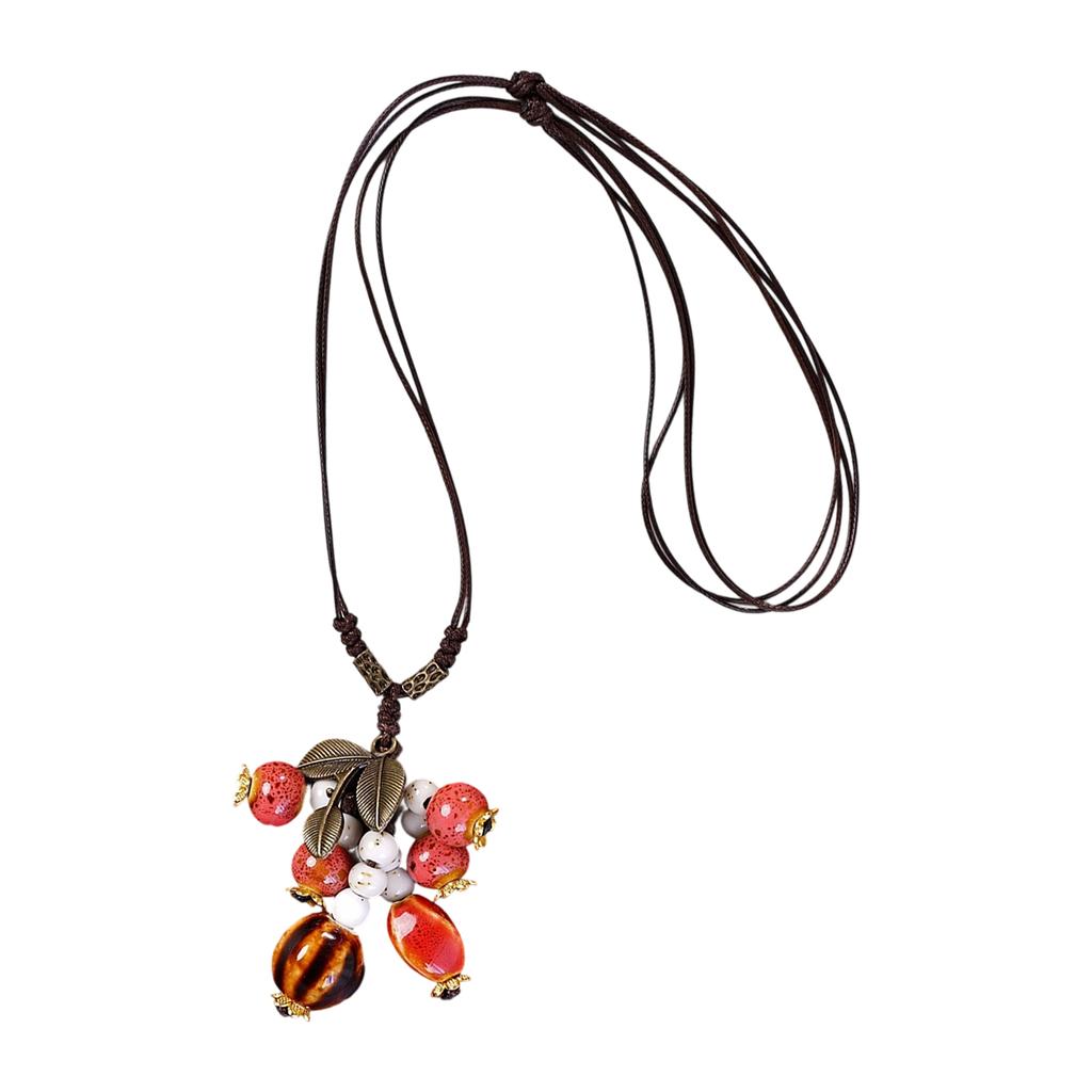 Artistics Ceramic Leaf Necklace Textured Pendant On Adjustable Chain Portable Jewelry Statement Pieces for Trendy Women