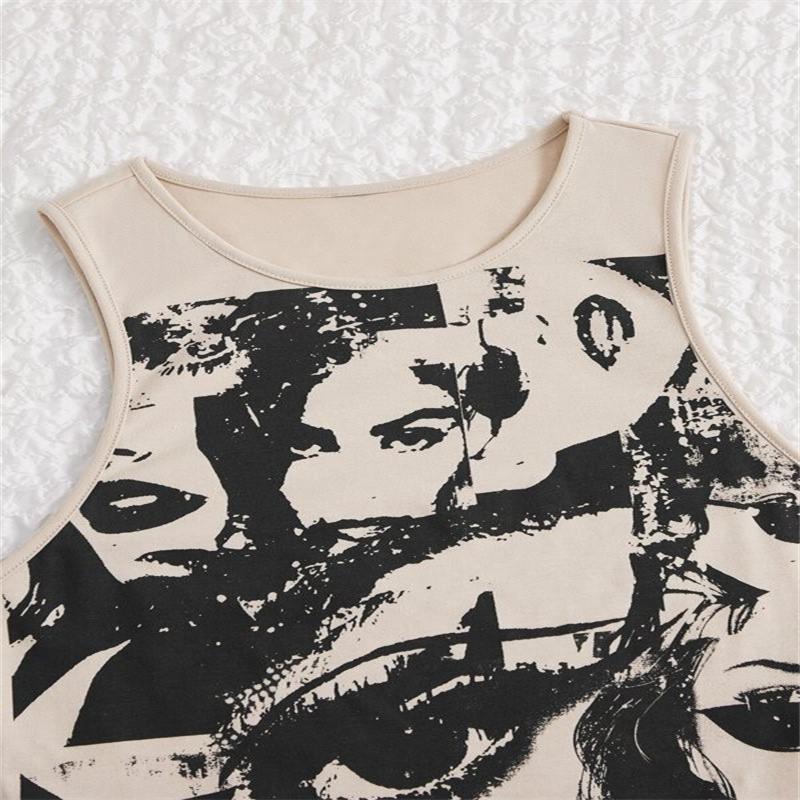 Y2K Character Portrait Print Basic I-shaped Vest Top