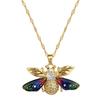 Colorful Bee Zircon Light Luxury Temperament Gorgeous Full Diamond Necklace Female Versatile Collarbone Chain Titanium Steel Chain