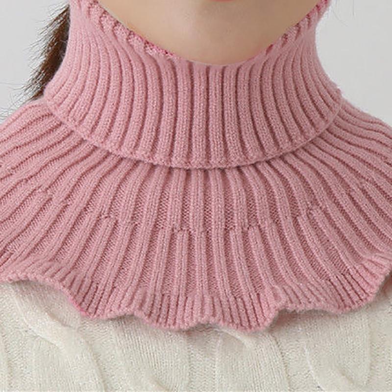 Fashionable Knitted False Neck Scarf Elegant Ruffle Edge Design Soft Thick and Warm for Women Fake Collar Detachable Scarf
