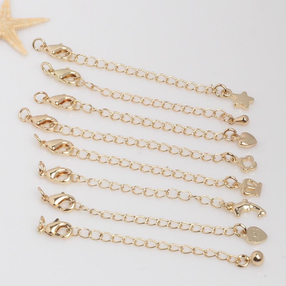 

18k Gold-Filled Necklace Bracelet with Lobster Clasp and Teardrop Extension Chain for DIY Jewelry