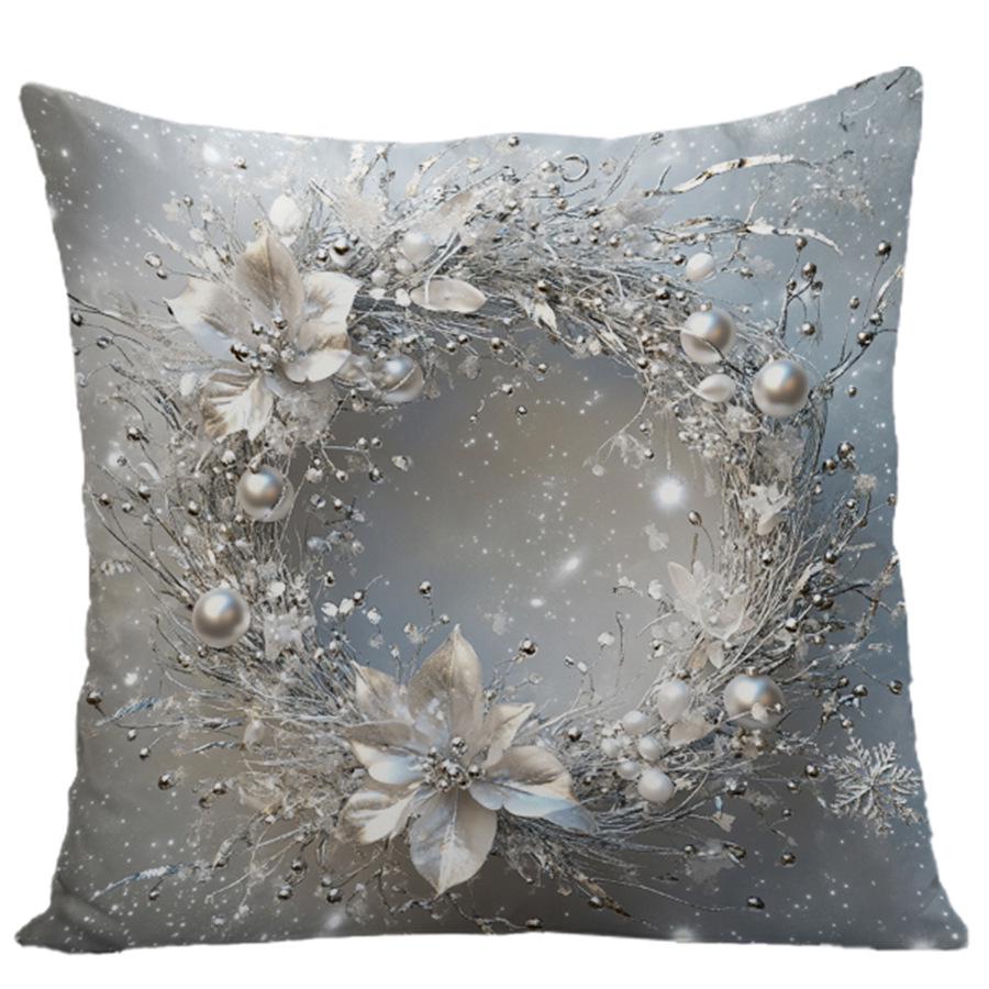 Cute Cartoon Christmas Pillowcase - Polyester Embroidered Print Sofa Cushion for Holiday Decoration