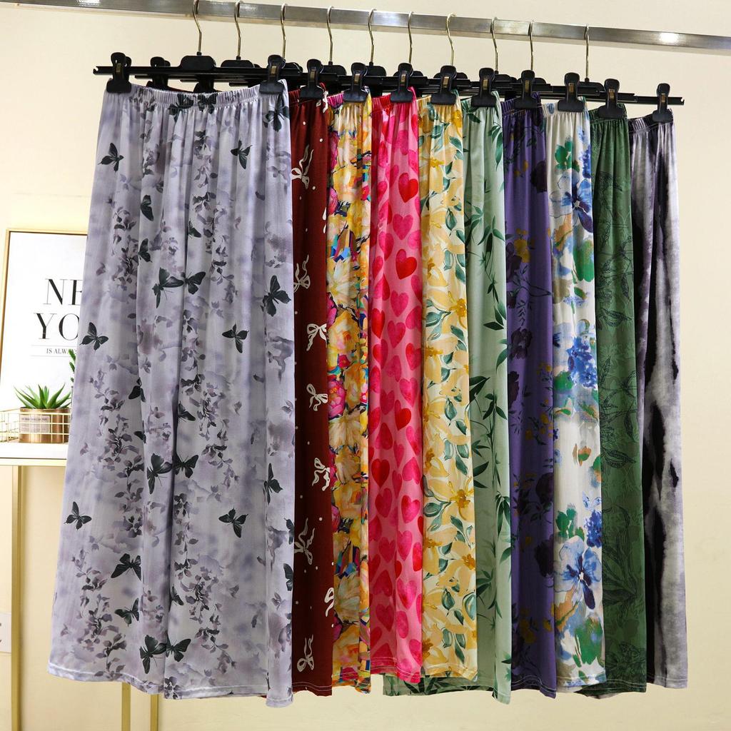 Women's French Romantic Wide-Leg Floor-Length Pants - Spring/Summer Plus Size, Elastic Waist