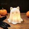 Gift for Cat Lovers 3D Printed Ghost Candle Holder, Spooky Figurine Small Halloween Party Prop with Warm Light Tabletop Home Decoration Miniature