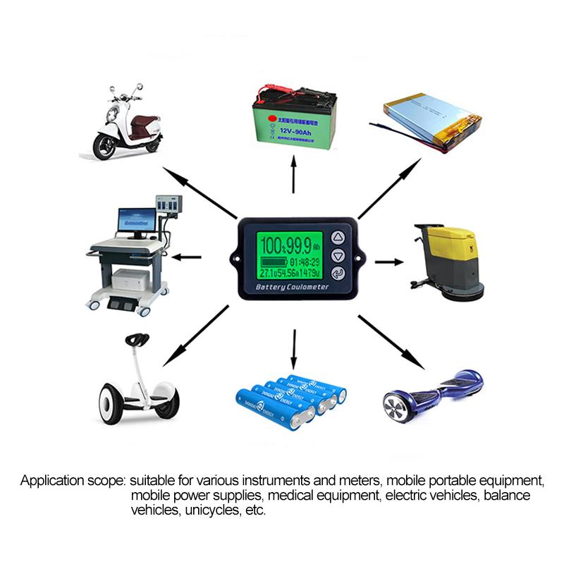 TK15 Coulombzähler 50A/100A/350A Präzisions-Batteriekapazitätstester für Elektrofahrrad/Reiniger Coulombzähler Kapazitätsanzeige