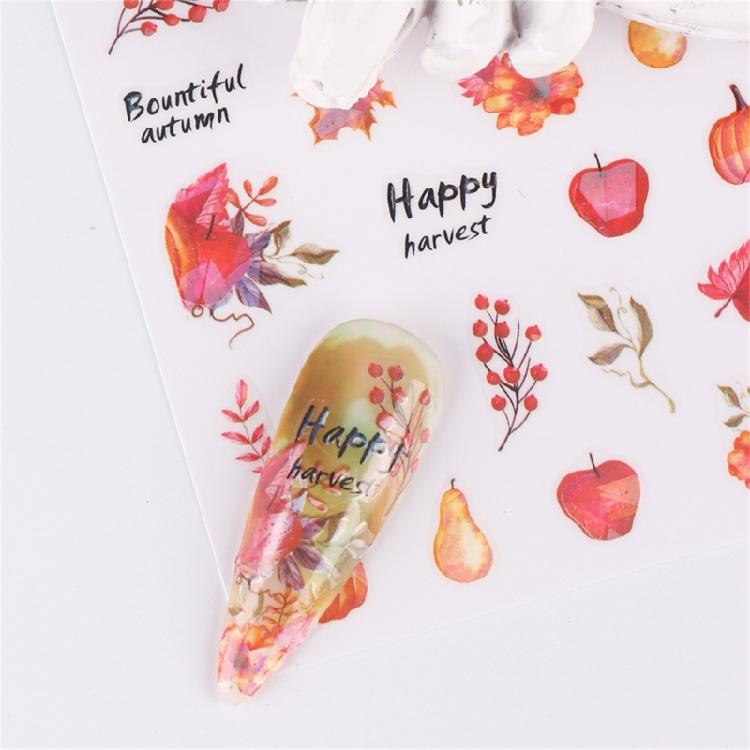 Elegant Ginkgo and Maple Leaf Nail Art Stickers 6 Sheets Easy Apply Nail Decals Women's Nail Decoration for Autumn Nail