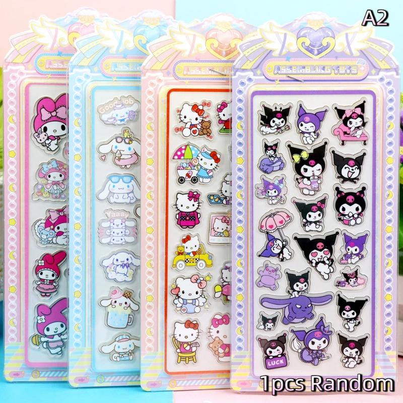 

1/2Pcs Sanrio Relief Kuromi Hello Kitty Melody Relief 3D Stickers Diy Laptop Scrapbook Phone Case Decoration Decals Stickers