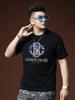European Summer New Fashion Brand Casual Round Neck Short-Sleeve T-Shirt Men's Stylish Letter Rhinestone Short-Sleeve T-Shirt