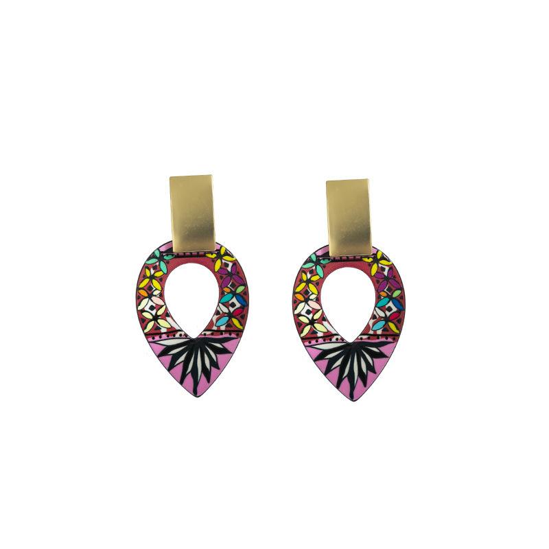 Orecchini Amore Floreali Graffiti Acrilici Orecchini Geometrici Orecchini a Bottone Rotondi Vintage Bohemien