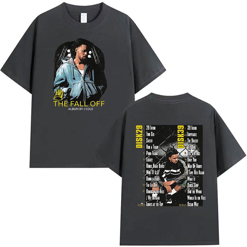 Camiseta Unisex Vintage Gótica de Manga Corta J.Cole Rapper The Fall Off Tour Álbum 2026 Camisetas de Algodón Oversize Hip Hop