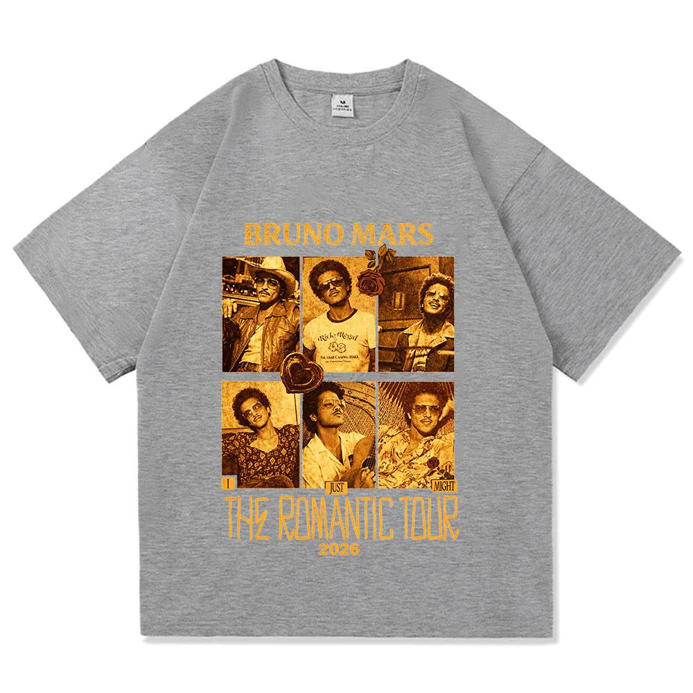 Bruno Mars Romantic Tour 2026 T-Shirt Pop Soul Concert Tee Retro Music Fan Merch Tour Outfit Gift TOPS Comfortable Ropa De Mujer