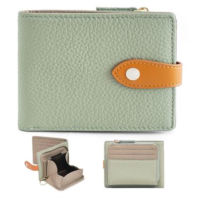 Genuine Bills and Coins Facing the Same Coin Purse Green X [SUMIME] Women's Bi-fold Wallet, Horizontal, Leather, Two-tone, Direction, Wide-Opening