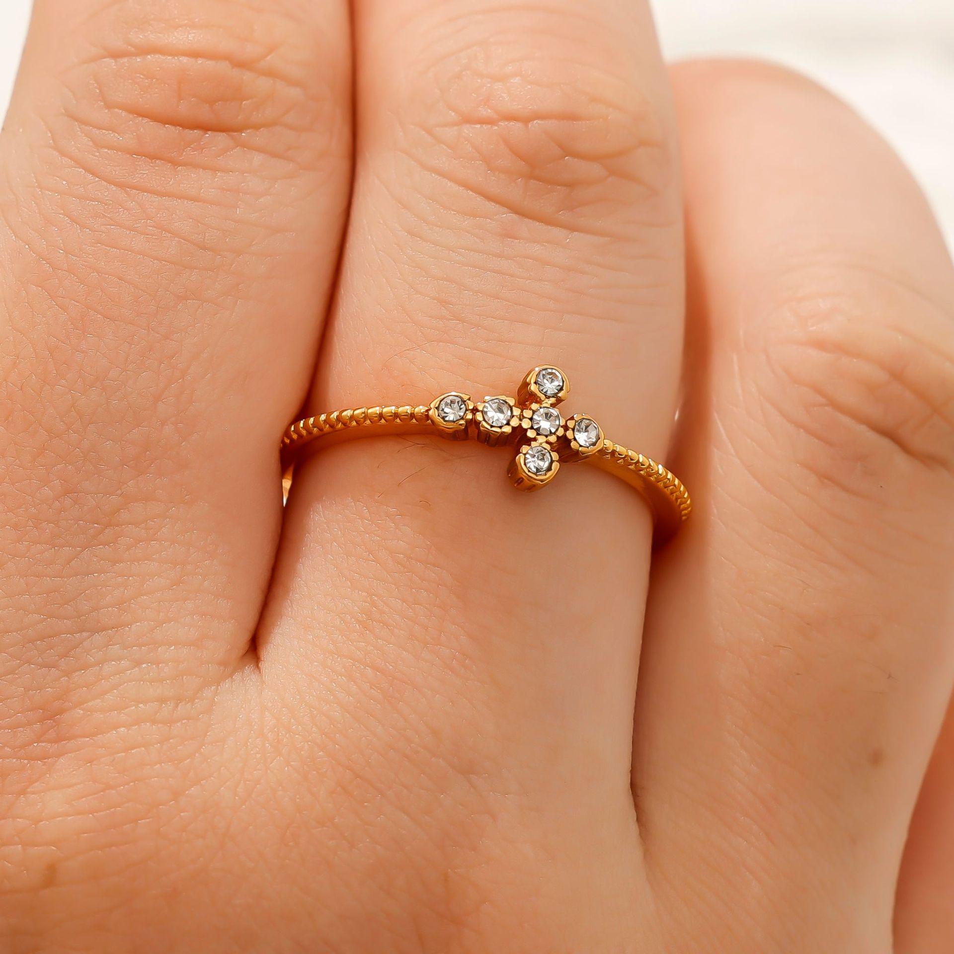 European and Korean daily ring diamond-set zircon exquisite high-end ring no. 6