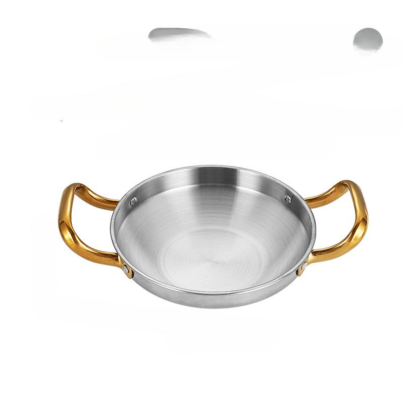 Edelstahl Hong Kong Stil Doppelgriff Trockentopf Kommerzieller Meeresfrüchte Topf Outdoor Hot Pot Dicke Haushaltsnutzung Boden Flache Pfanne