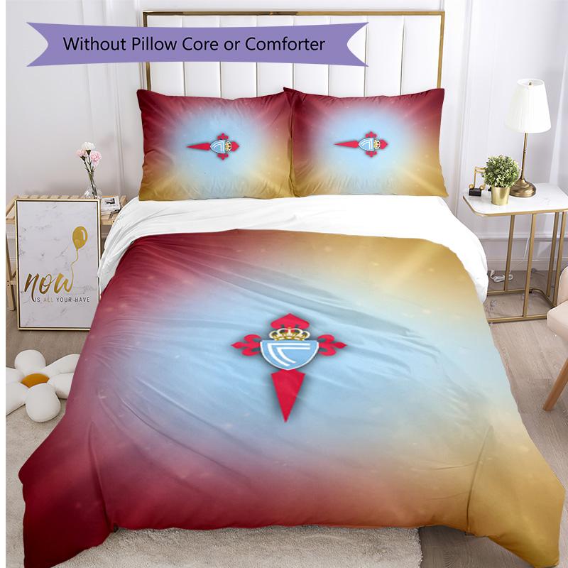 Set Biancheria da Letto 3 Pezzi Stampato Celta Vigo FC Copripiumino Traspirante con Federe Biancheria da Letto Decorativa per Camera da Letto Casa