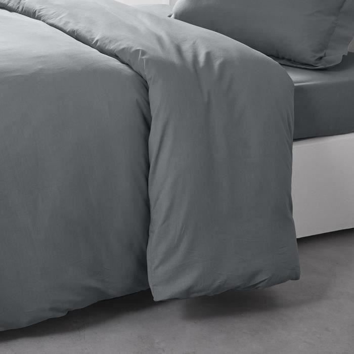 TODAY Essential Duvet Cover - 140 X 200 Cm - 1 Person - 100% Plain Cotton - Steel