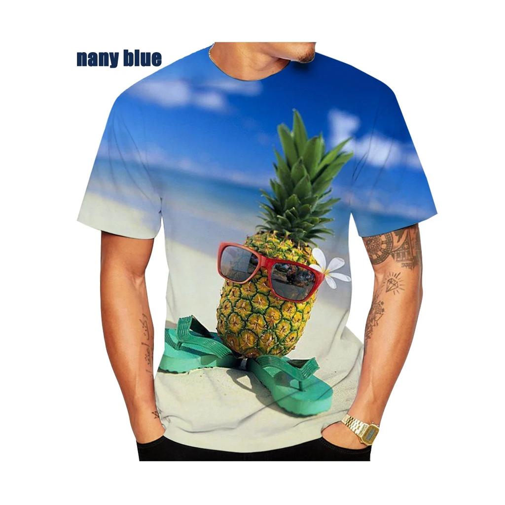 Summer Fruit Pattern 3D Printed Fun Creative Fashionable Pineapple Short-sleeved Outdoor Sports Quick-drying Breathable Men's T-shirts
