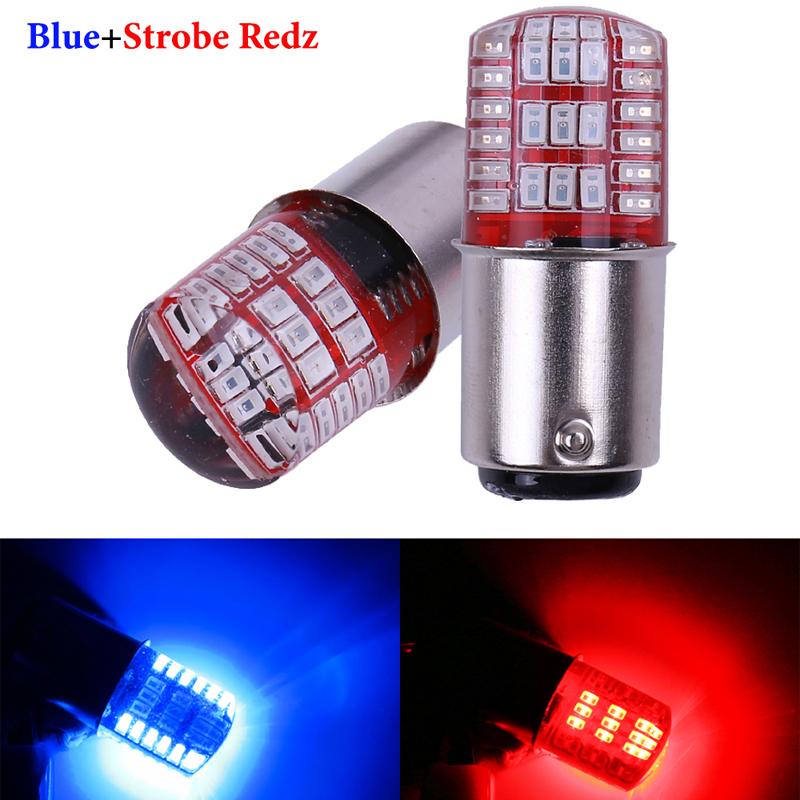 10PCS 1157 Led  BAY15D P21/5W  Double Color Strobe LED 3014 42 LED Flash Light Brake Blink Light Lamp Bulb Red White Blue