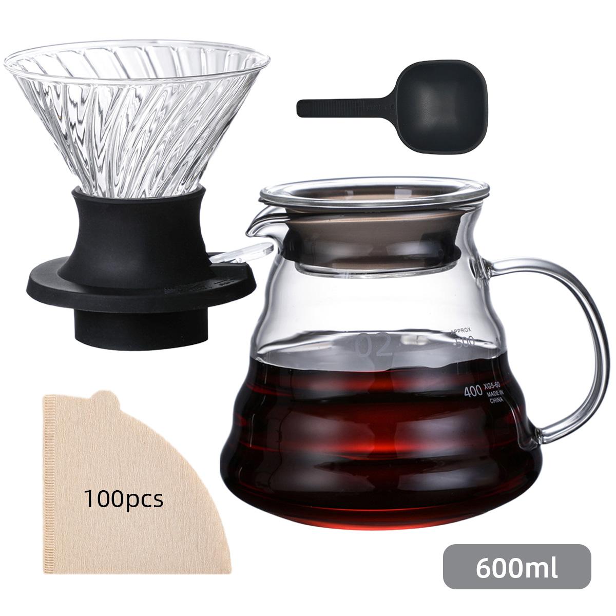 Leeseph Coffee Pour Over Set - Comes with Coffee Dripper & Server Glass Pot & Coffee Spoon & 100 Coffee Filter Paper