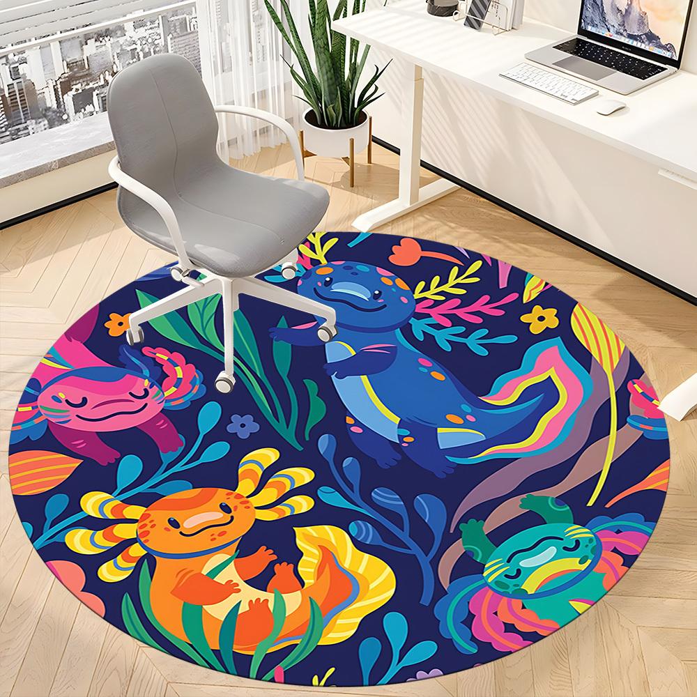 1pc Colorful Mogami Office Round Area Rug, Under Office Chairs Bedroom Living Room Home Decor, Room Deco