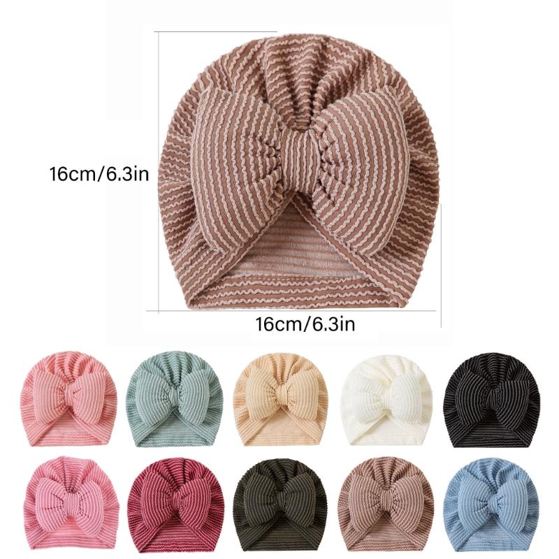 Infant Striped Hat with Bowknot Comfortable Cotton Blend Headwear Unisex Baby Striped Hat Comfortable for Boy & Girls