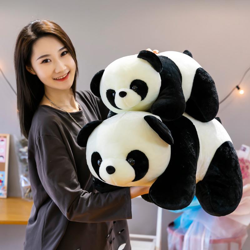 Simulated giant panda doll plush toy lying posture panda doll creative children's gift can be