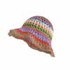 Summer rainbow straw bucket hat seaside vacation dopamine fashion sunscreen straw hat shade beach hat bucket hat