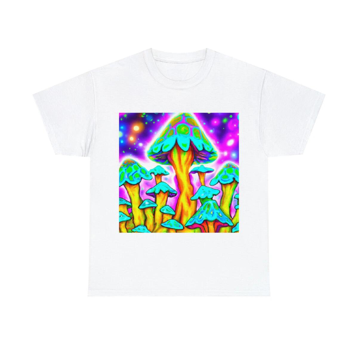 Psychedelic Mushroom T Shirt Art Painting Unisex Adult Nature Tee Rave Hippie S